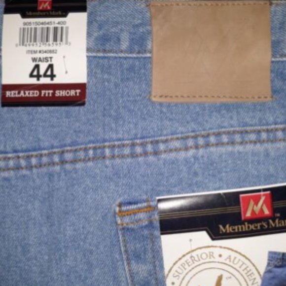 Member's Mark Mens Size 44 Denim Shorts Relaxed Fit Cotton Med Wash Blue - Picture 4 of 6